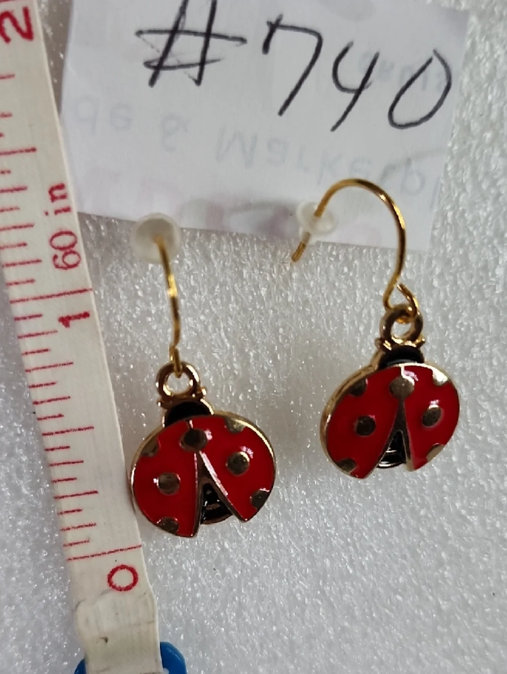 Hand Crafted Red and Gold Ladybug Earrings